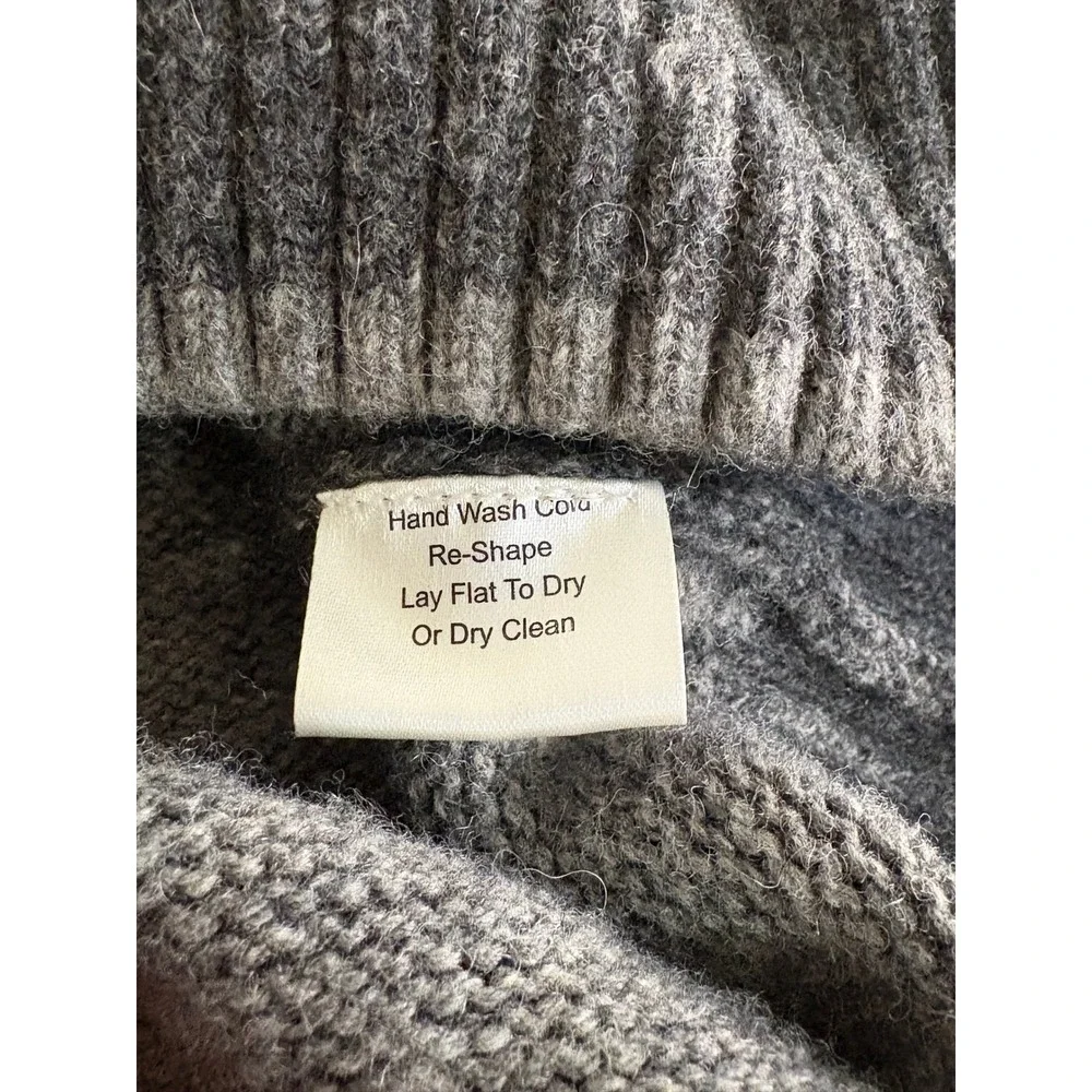 Joseph Abboud Mens XL Gray Wool Blend Shawl Collar Sweater Ribbed Elbow Patches